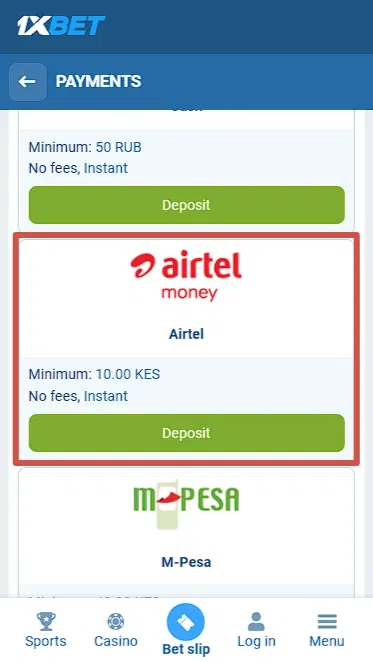 1xbet Kenya Airtel Money