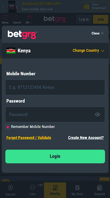 Betgr8 Login Process
