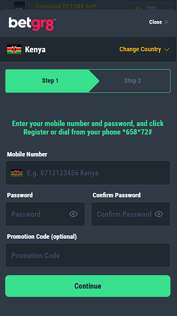 Betgr8 Account Creation in Kenya