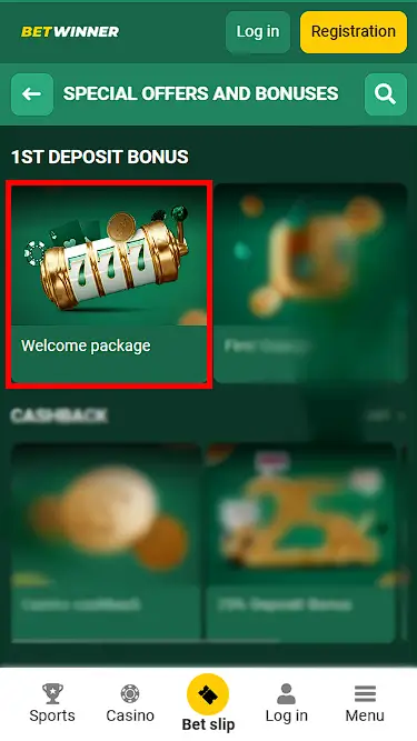 Betwinner Welcome Bonus for Casino