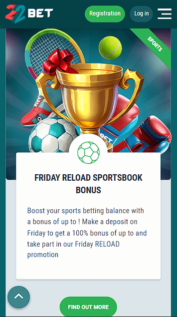 22Bet Reload Bonus Kenya