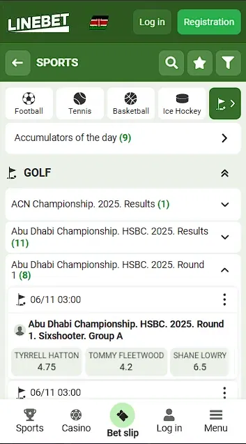 Linebet App for Golf Betting
