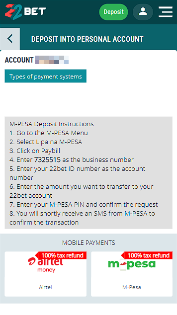 22Bet Payment Methods