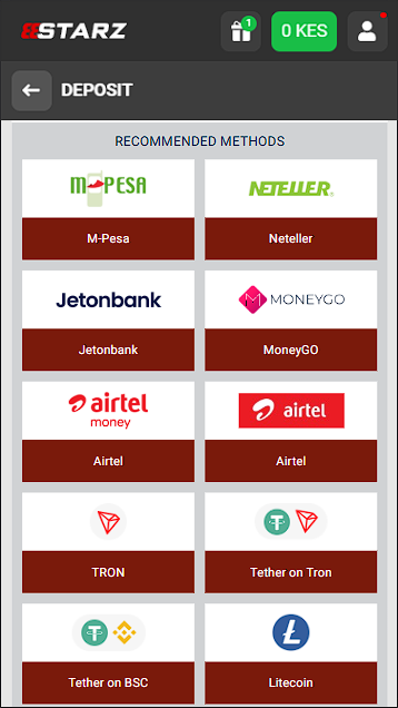 888Starz Payment Method