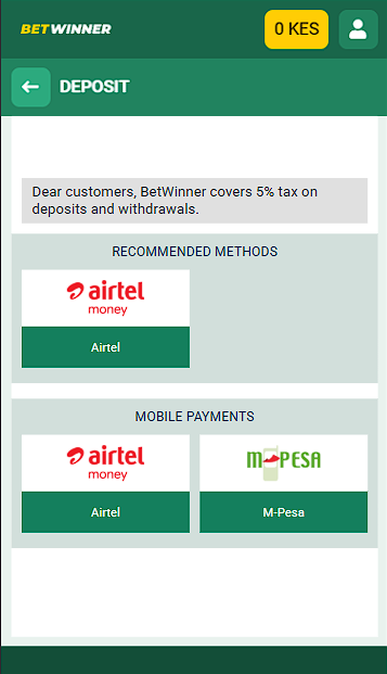 Betwinner Payment Method