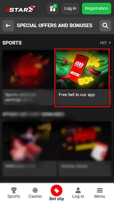 888Starz in-app Bonus