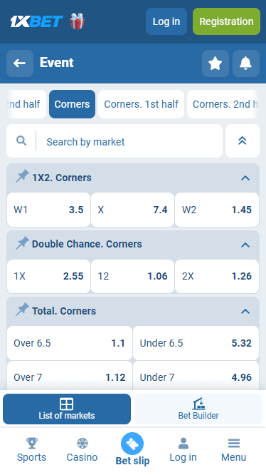 1xbet Corner Betting