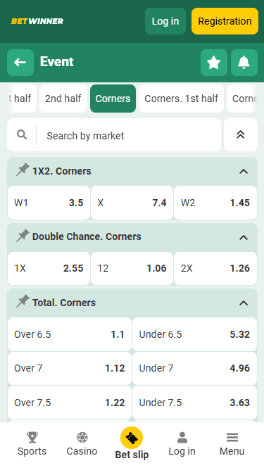 Betwinner Corner Betting