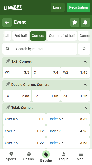 Linebet Corner Betting
