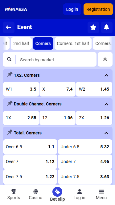 Paripesa Corner Betting