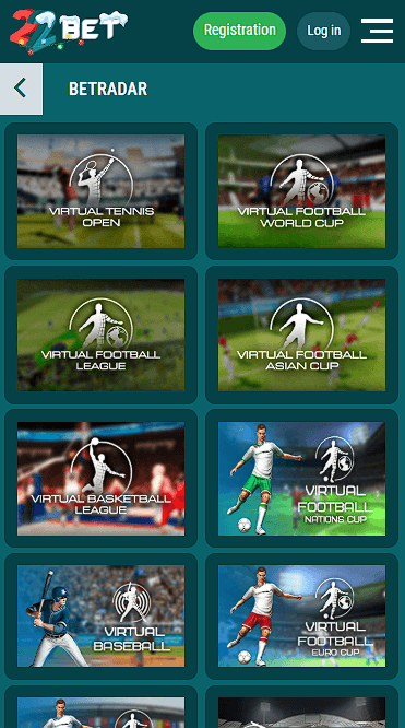 22bet Virtual Betting Options