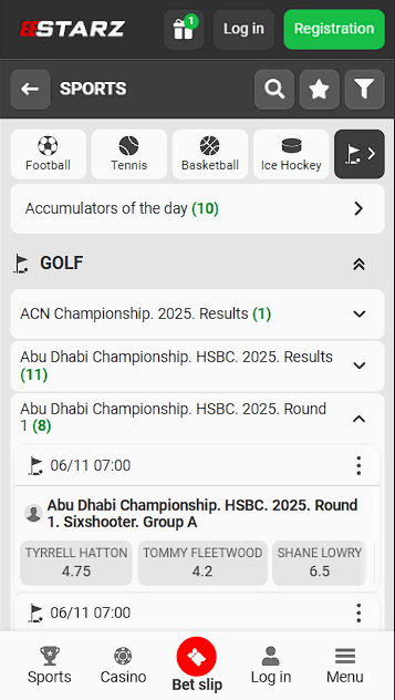 888Starz Golf Betting Lines