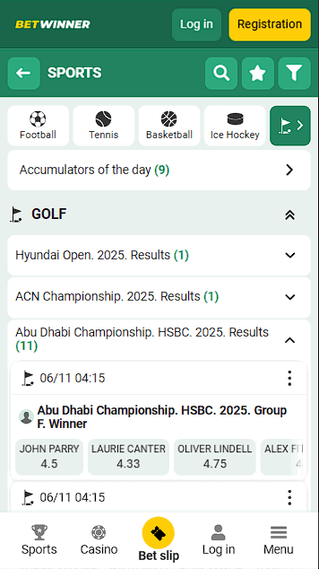 Betwinner Golf Events