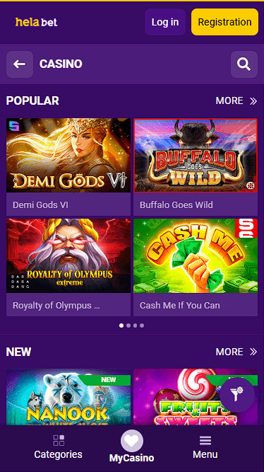 Gambling Section at Helabet Bookmaker