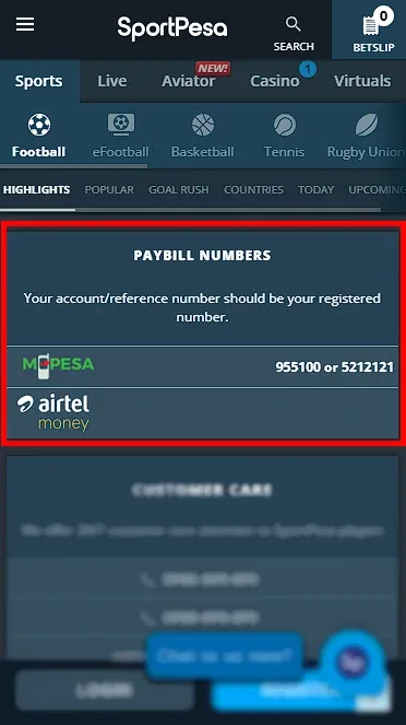 SportPesa Payment Methods