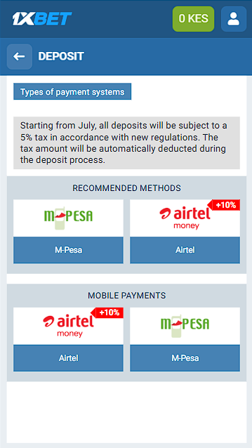 Payment Method on 1xBet