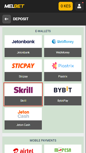 Skrill Payment Method on Melbet