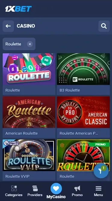 Can I play roulette games on 1xbet Kenya?