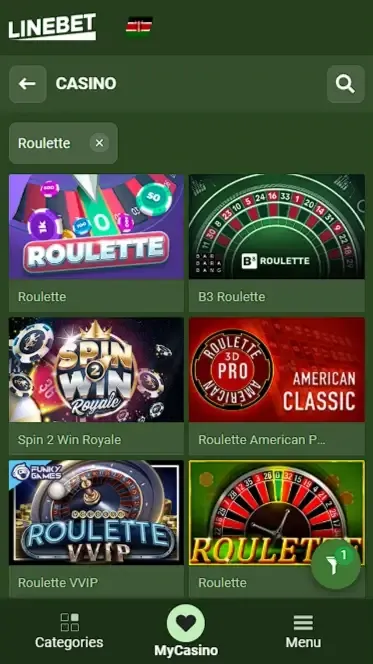 Can I play roulette games on Linebet Kenya?