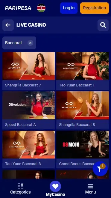 Live Baccarat Casino Game