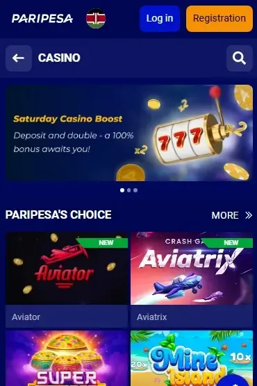 Paripesa Casino Lobby