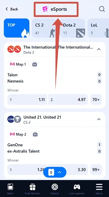 Does 1win offer an eSports betting?