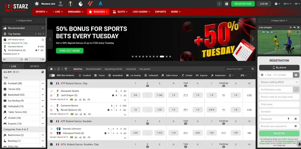 How to register on 888starz Kenya?