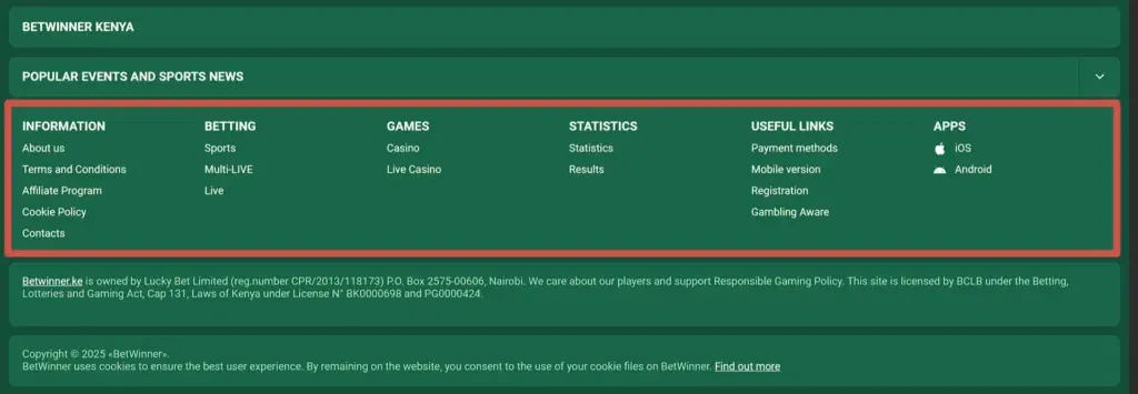 Betwinner Additional Info