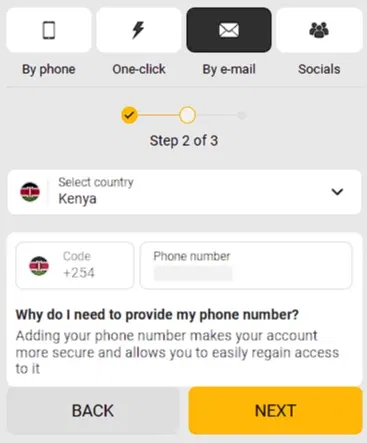 Melbet Email Registration step 2