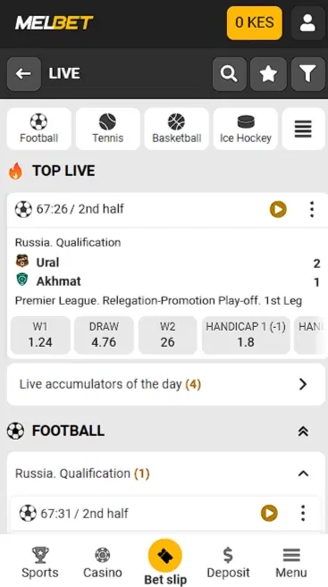 Melbet Live betting