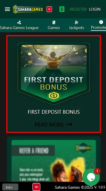 Sahara Games welcome bonus