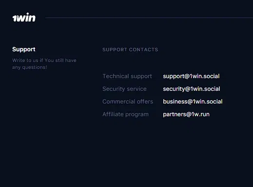How to contact 1win customer support via email?