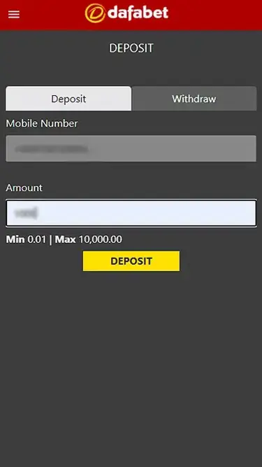 Dafabet Deposit Form