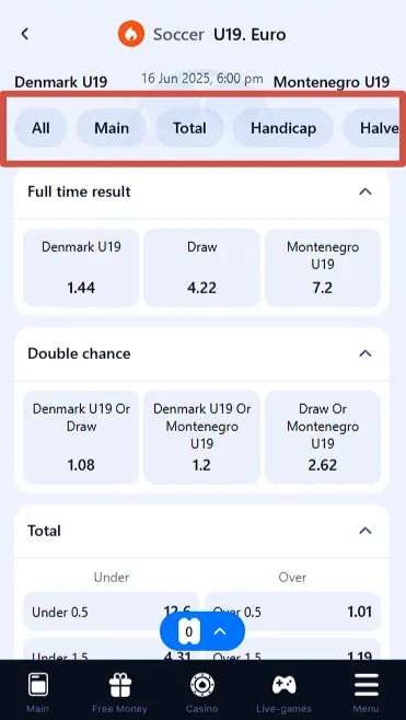 What are the types of bets available on 1win?