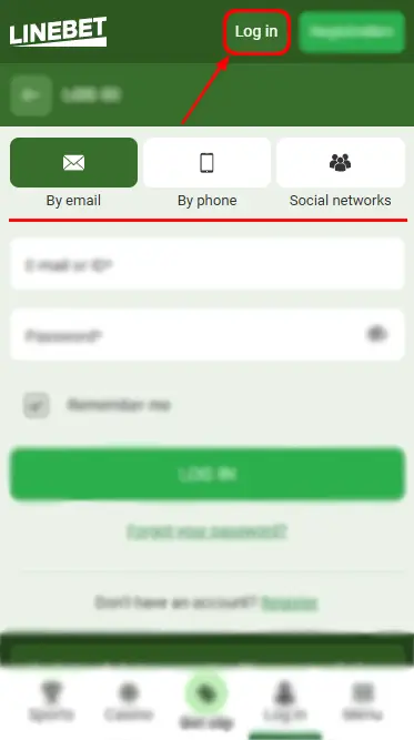 Linebet Autorisation Form