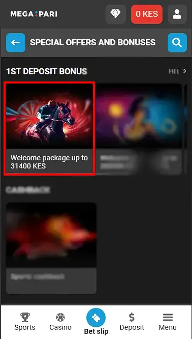 megapari registration bonus