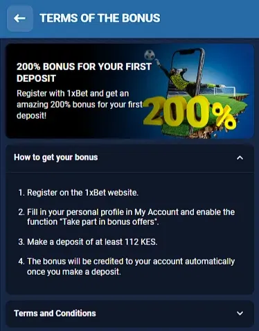 How to get 1xbet sports first deposit bonus?