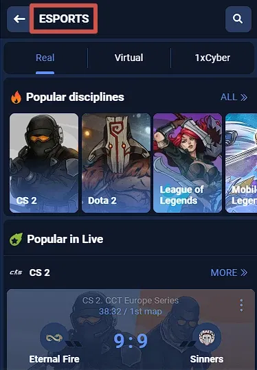 Can I bet on eSports on 1xbet Kenya?