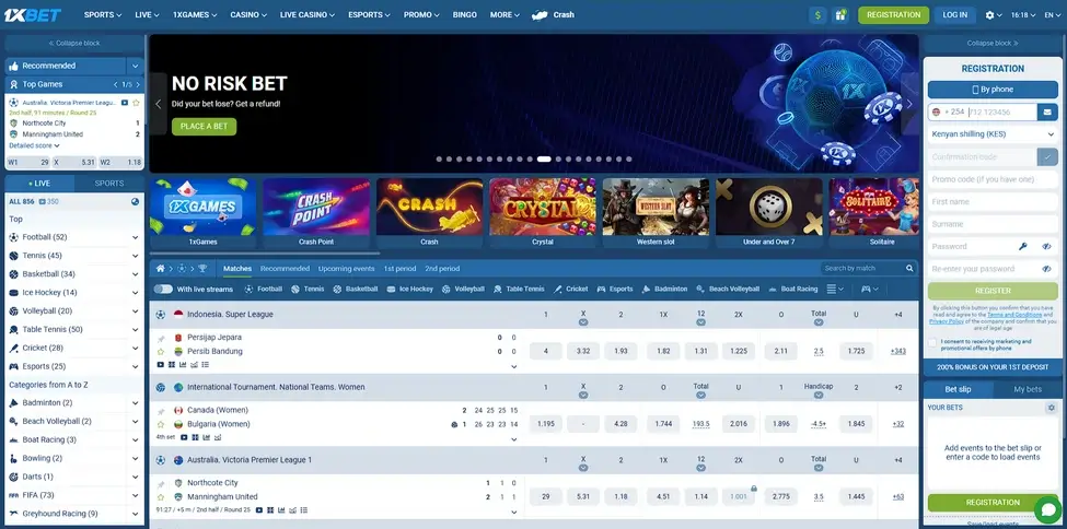 1xbet Kenya desktop platform