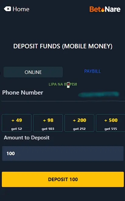 BetNare lite top up