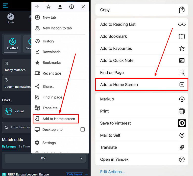 how to add a link to the home screen on iOS and Android
