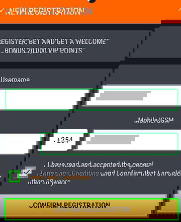 Fortebet registration form
