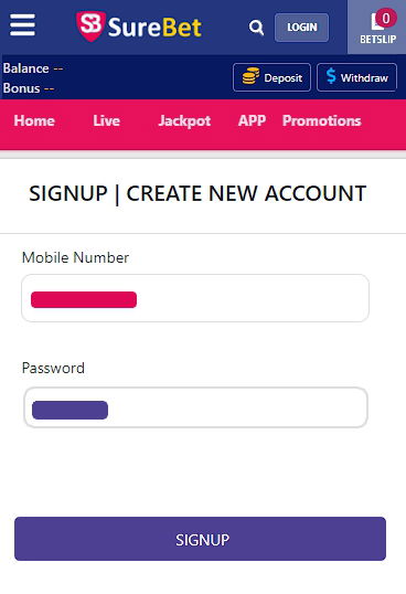surebet registration page