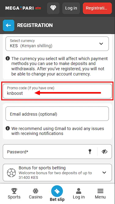 megapari promo code bonus