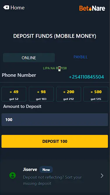 Betnare payment options