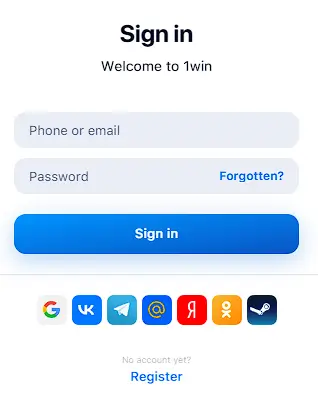 1win App Login Form