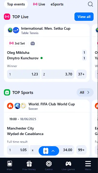 1win App Sports Section