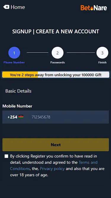 betnare how to register