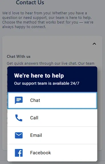How to contact the Betking customer support in the app?