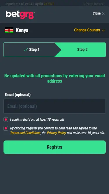 Betgr8 Registration Form 2